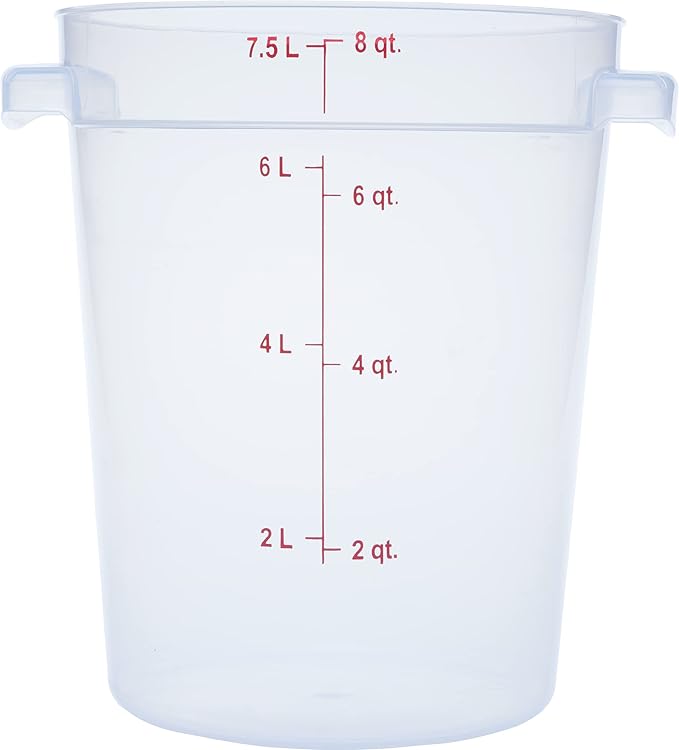 Carlisle FoodService Products Storplus Round Food Storage Container with Stackable Design for Catering, Buffets, Restaurants, Polypropylene (Pp), 8 Quart, Clear