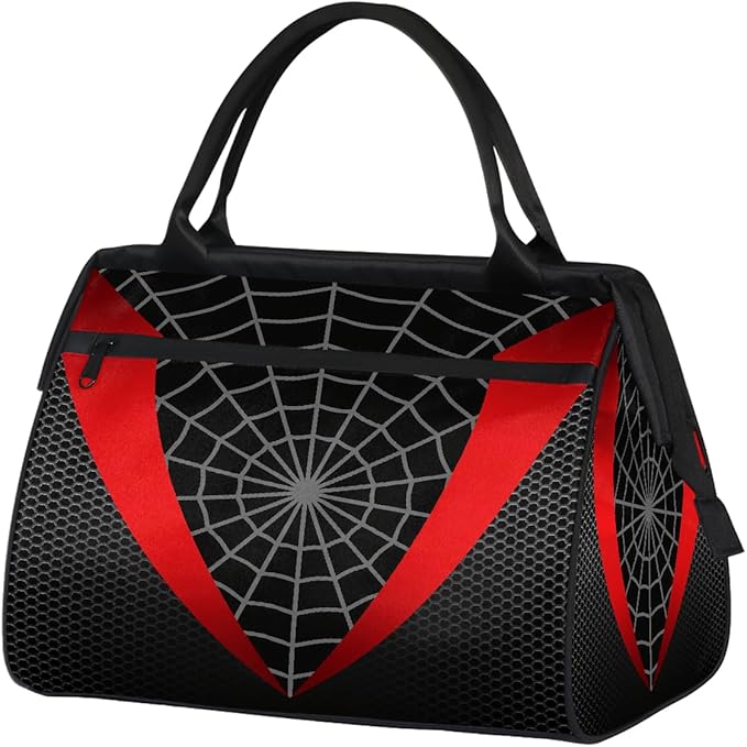 Sports Duffel Bags for Kids - Carry On Travel Gym Bag Waterproof Workout Shoulder Tote for Boys Girls Weekender Overnight Duffel for Swim Dance Camp(Spider Web)