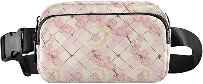Kawaii Cherry Blossoms Moons Fanny Pack for Women Men Water Resistant Fashion Waist Packs with Adjustable Strap Belt Bag for Travel Workout Jogging Hiking 21219112