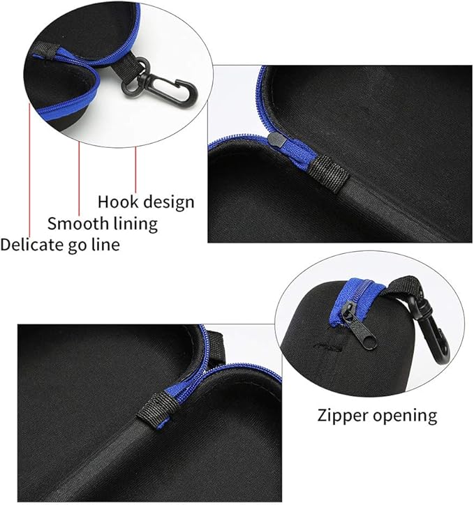 Sunglasses Case,(3 Pack) Portable Travel Zipper Eyeglasses Frame glasses Case Hook For Mens and womens