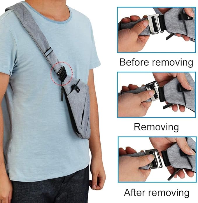 Crossbody Sling Bag, Water-Resistant Anti Theft Chest Pack, Minimalist Commuter Daypack for Travel Hiking Work, GREY, Small