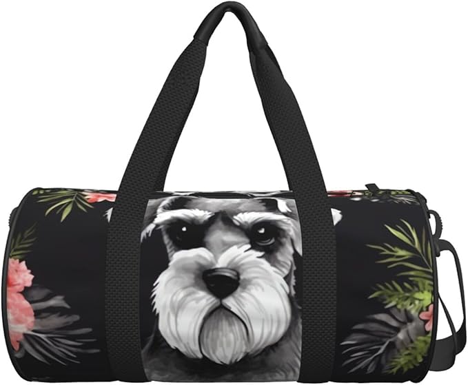 Travel Duffel Bag Lightweight Carry On Weekender Overnight Bags Schnauzer Sports Tote Gym Backpack with Adjustable Strap Hospital Bags Foldable Luggage Bag for Women Men