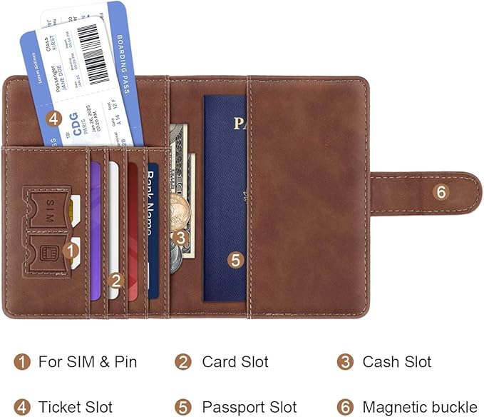 Passport Holder Wallet Cover Personalized Letter A-Z Travel Wallet RFID Blocking Passport Cover Wallet Case for Travel Passport Book Holders for Women and Men, Brown-G