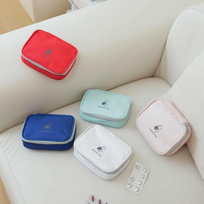 Small Empty First Aid Bag, Compact Travel Medicine Pouch Double Zippers Cute Pill Pocket for Travel Home,Pink