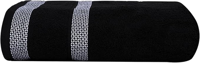 CASA COPENHAGEN Solitaire 6Pcs 100% Egyptian Cotton Large Designer Towels Gift Set- White-Jet Black, 600GSM, 2Bath 2Hand 2Washcloths, Bath Towels for Bathroom Set for Women & Men