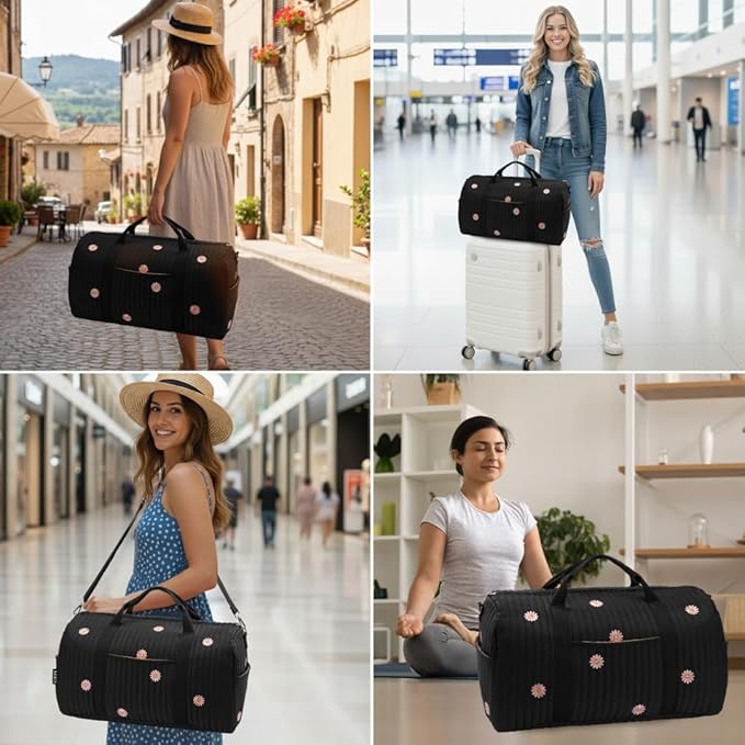 Women’s Travel Duffel Bag – Large Weekender & Overnight Travel Bag with Wet Pocket, Carry-On Friendly, Ideal as Hospital or Maternity Bag for Labor and Delivery