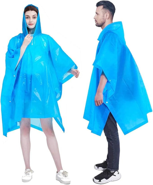HLKZONE Rain Ponchos for Adults, [Pack of 2] Portable EVA Rain Coat Rain Jacket Reusable Raincoats with Drawstring Hood