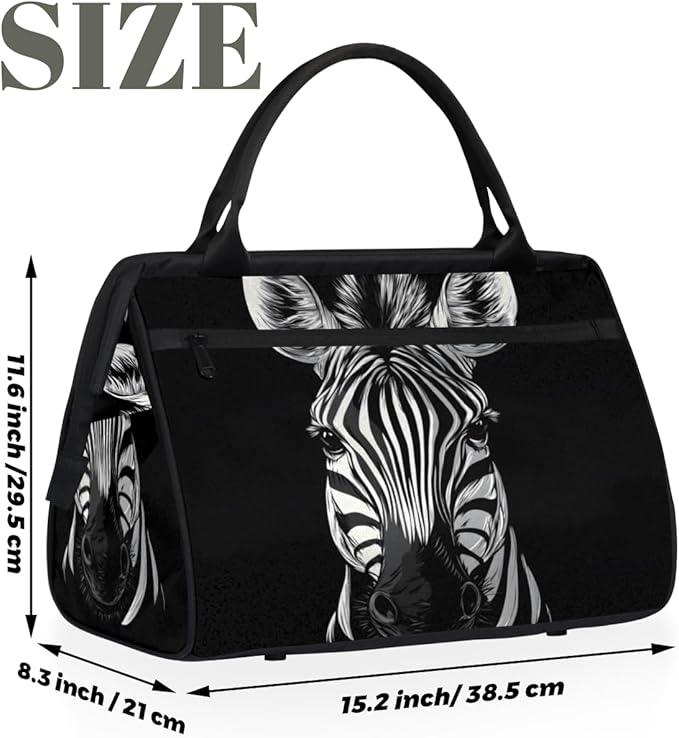 Zebra Overnight Weekender Bag for Women Men Travel Duffel Bags Waterproof Luggage Carry on Sports Yoga Gym Bag