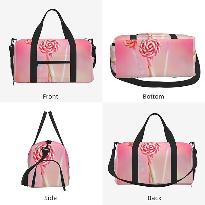 Colorful lollipop Print Gym Bag with Shoe Compartment for Women Men, 17.7in Sports Duffle Weekender Tote, Overnight Travel Duffel Bag Carry On