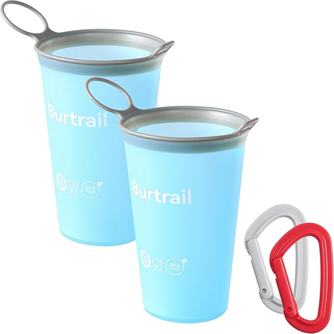 200 ml/6.8 oz-2Pack-Collapsible Cup TPU Running Water Cup Foldable Reusable Protable for Running,Backpacking,Traveling,Climbing,Marathon-BPA Free,SkyBlue