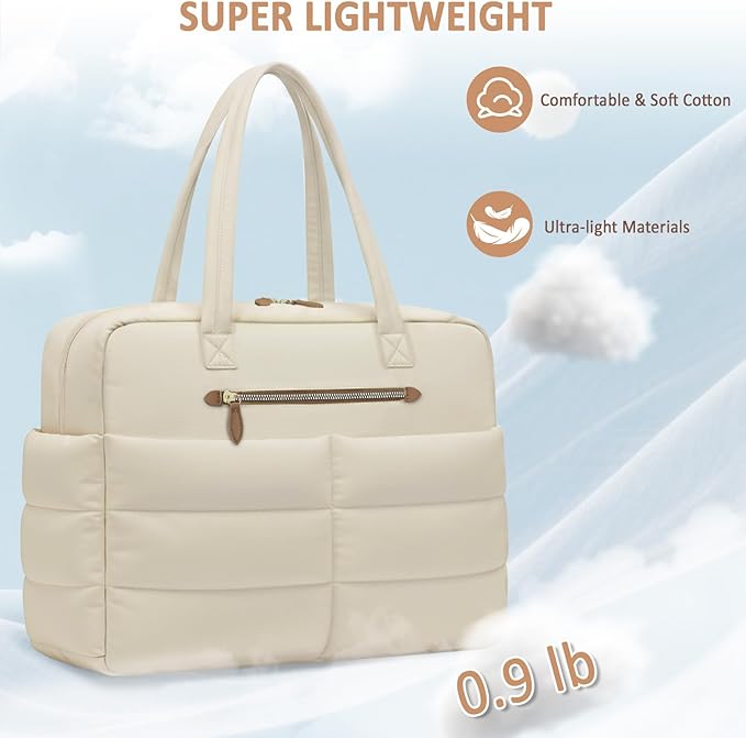 Travel Duffel Bags, Weekender Bags for Women Men Gym Duffel Bag Personal Item Travel Bag Foldable Tote Carry On Overnight Workout Bag, Beige
