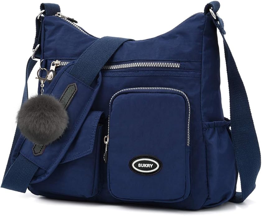 SUKRY Nylon Crossbody Bag for Women with Anti theft RFID Pocket, Waterproof Shoulder Bag Travel Purses and Handbag