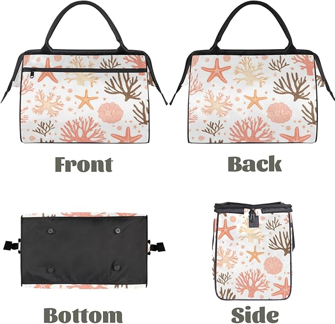 Nautical Starfish Coral Design Overnight Weekender Bag for Women Men Travel Duffel Bags Waterproof Luggage Carry on Sports Yoga Gym Bag