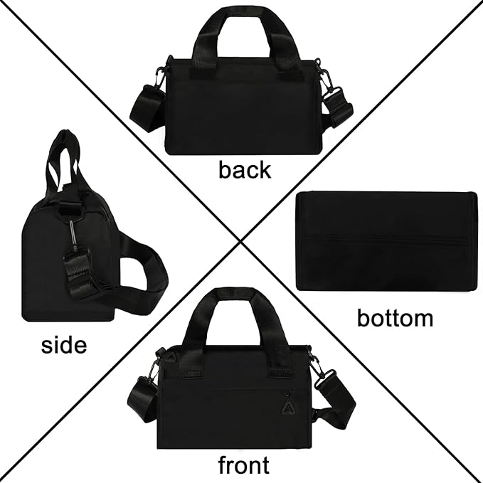 Mini Gym Bag Sport Bag Adjustable Small Duffle Bag Detachable Strap Gym Tote for Women Men Portable Fitness Shoulder Bag for Sports Travel (Black)