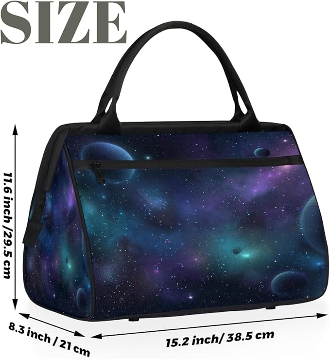 Overnight Weekender Bags for Women Men, Starry Universe With Planets And Stars Waterproof Travel Carry On Duffel Bag, Lightweight Sports Gym Bag for Fitness, Workout, Travel