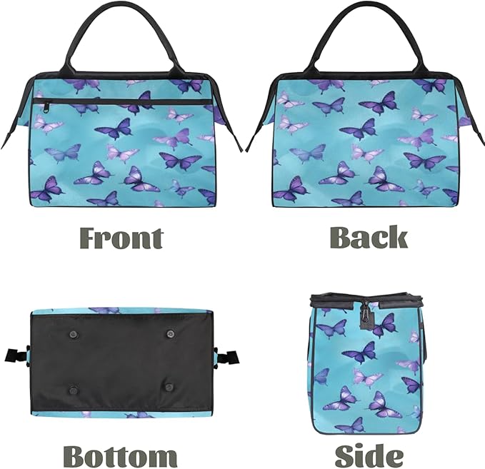 Purple Butterfly Overnight Weekender Bag for Women Men Travel Duffel Bags Waterproof Luggage Carry on Sports Yoga Gym Bag