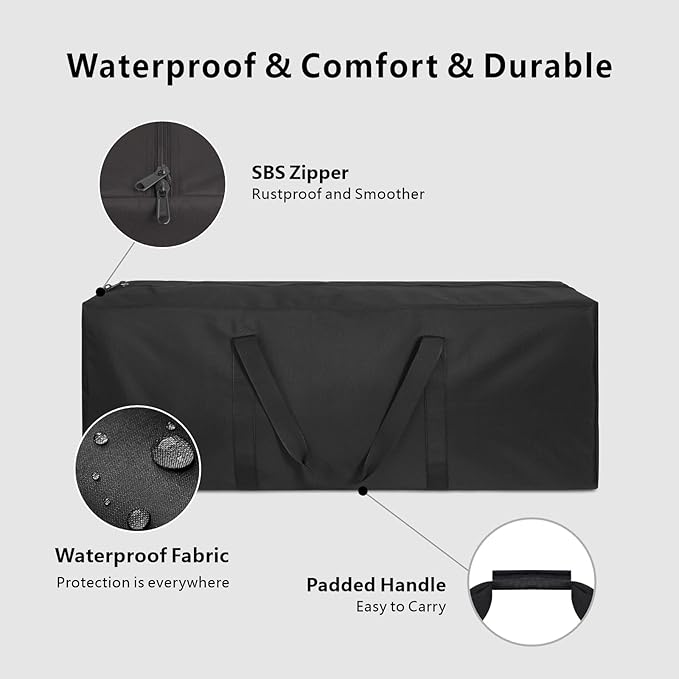 TOPDesign 3-Pack 42 Inch Medium Zippered Duffel Bag for Travel Camping Sports Equipment Storage, Waterproof Foldable Luggage Bag with Padded Handles (Black)