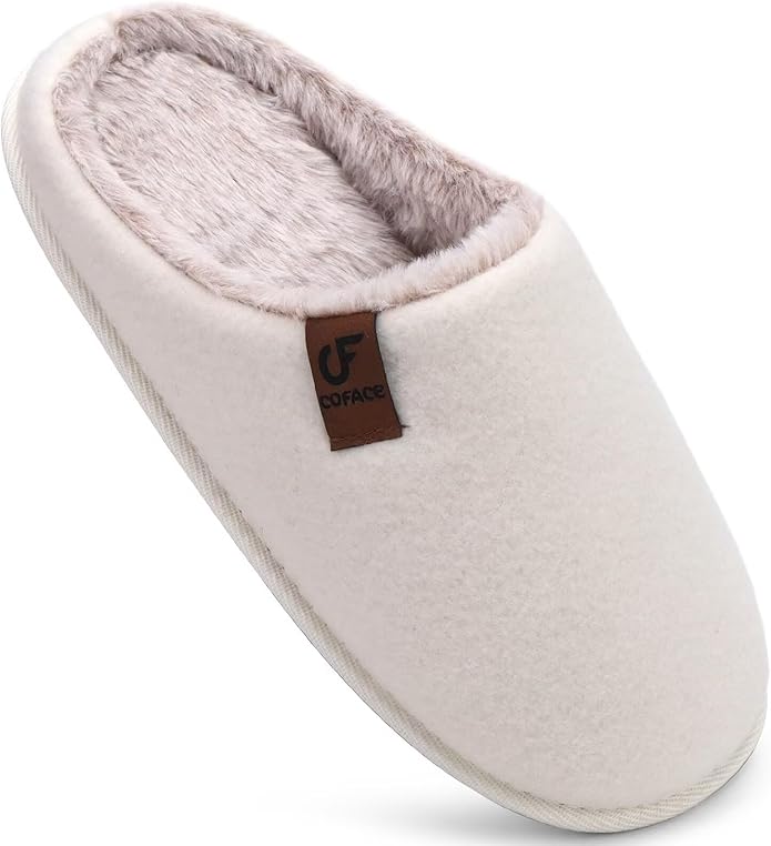 COFACE Mens Cozy Memory Foam Scuff Slippers Casual Slip On Warm House Shoes Indoor/Outdoor Sandal Slippers With Arch Support Rubber Sole Size 7-15