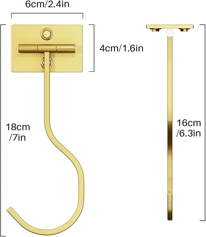 Adhesive Banana Hook Under Cabinet: 2-Pack Foldable Metal Banana Hanger, Space-Saving Under Counter Banana Holder for Kitchen & RV, Gold