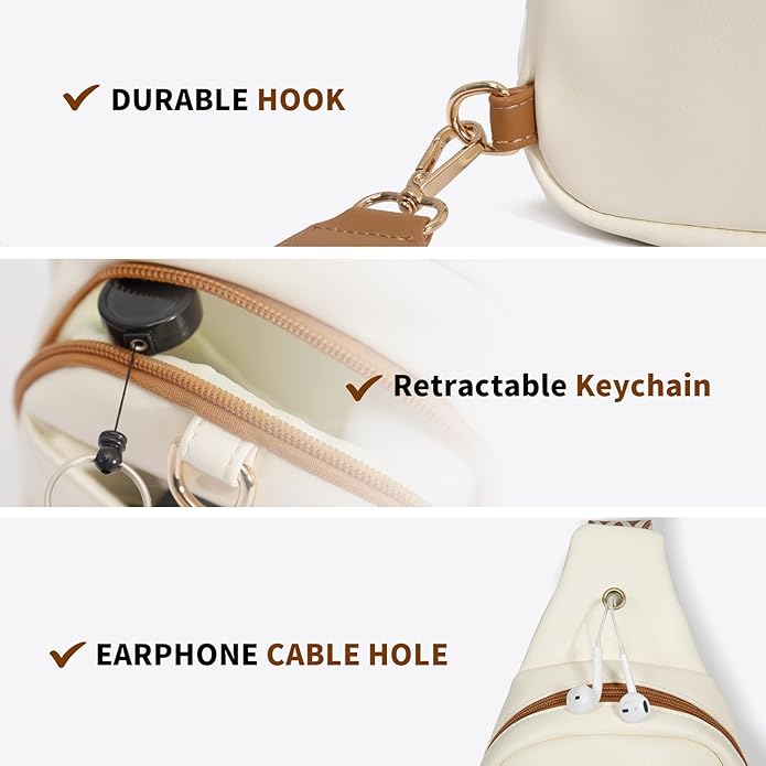 Crossbody Bags for Women Sling Bag Anti Theft PU Leather Travel Chest Purse Small Adjustable Strap Fits Large Phone
