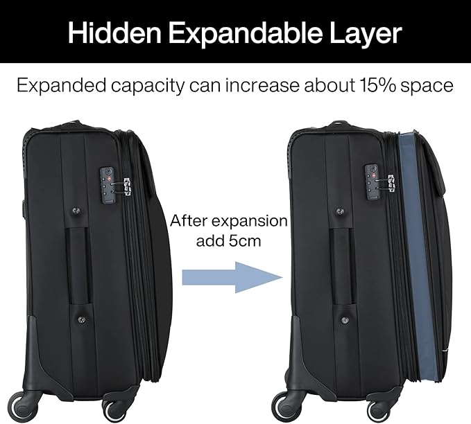 Hanke 20/24/28 Inch 3 Piece Luggage Set with Spinner Wheels Expandable Luggage Large Suitcases with Wheels Softside Checked Luggage Rolling Suitcase with Lock Lightweight Travel Luggage.(Coffee)