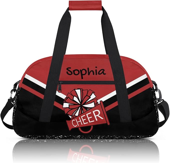 Personalized Red Glitter Cheer Bag for Cheerleaders, Custom Sport Gym Bag Dance Bag Travel Duffle Bag Cheerleading Gifts for Women