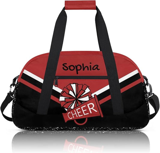 Personalized Red Glitter Cheer Bag for Cheerleaders, Custom Sport Gym Bag Dance Bag Travel Duffle Bag Cheerleading Gifts for Women