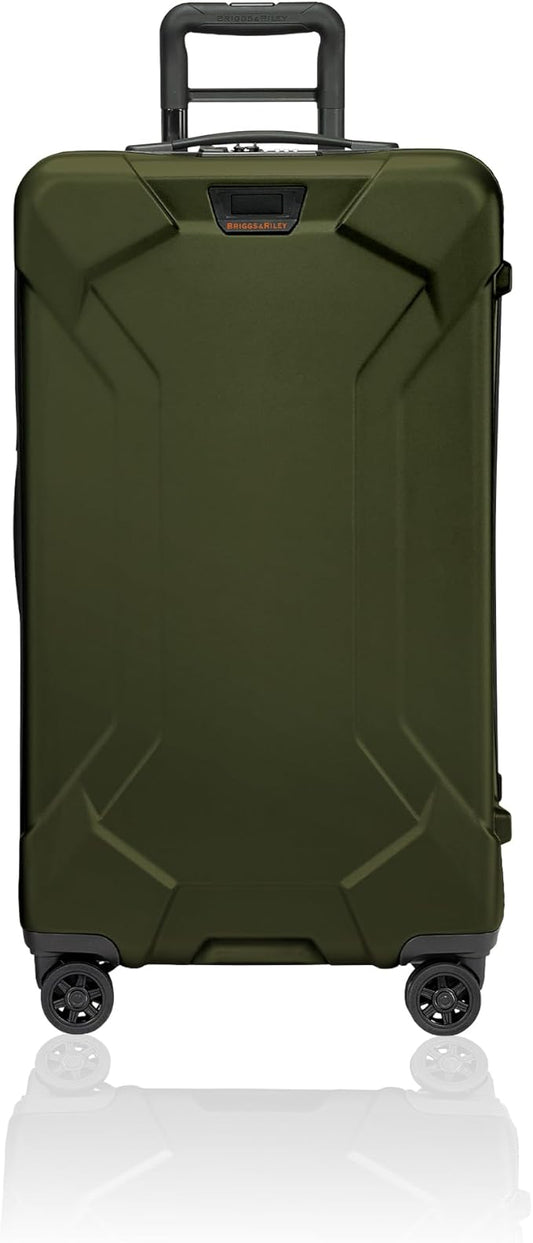 Briggs & Riley 28" Medium Trunk Spinner - Checked Luggage for Travel, Suitcases with Wheels, Hardside Rolling Bag for Men & Women, Self-Repairing Zipper - Torq Collection, Hunter Green