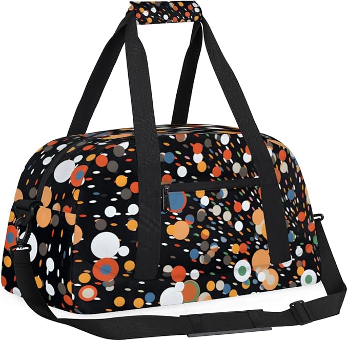Color Polka Dots Gym Travel Duffle Bag for Women & Men with Front Zipper Pocket for Sports, Overnight, Weekender, Carry On,Workout & Dance Bag,Classic Polka Dots,18.9 * 8.7 * 10.6 in