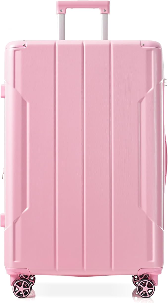 28 Inch Large Checked Luggage Hardside Suitcase with Spinner Wheels, Pink Lightweight Expandable Hard Shell ABS Suitcases with TSA Lock, Large Travel Luggage for Women, Men