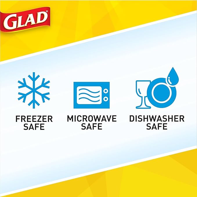 Glad GladWare Design Series Food Storage Containers with Lids, Medium Rectangle BPA Free Plastic for Meal Prep and Lunches, Tight Seal, Microwave and Dishwasher Safe, 24 Oz, 4 Count - 2 Pack