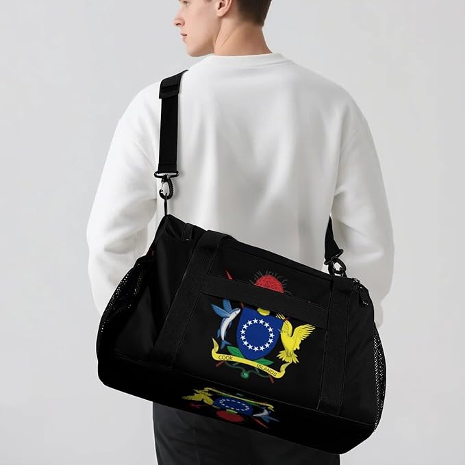Coat of Arms of The Cook Islands Duffle Bag Gym Bag for Workout Travel Tote with Detachable Straps