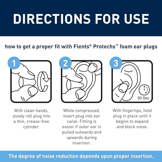 Flents Protechs Foam Ear Plugs for Sleeping, Snoring, Traveling, Concerts, Construction & Studying, Ultra Soft & Comfortable, Black, 10 Pairs, NRR 32 Hearing Protection for Loud Noise