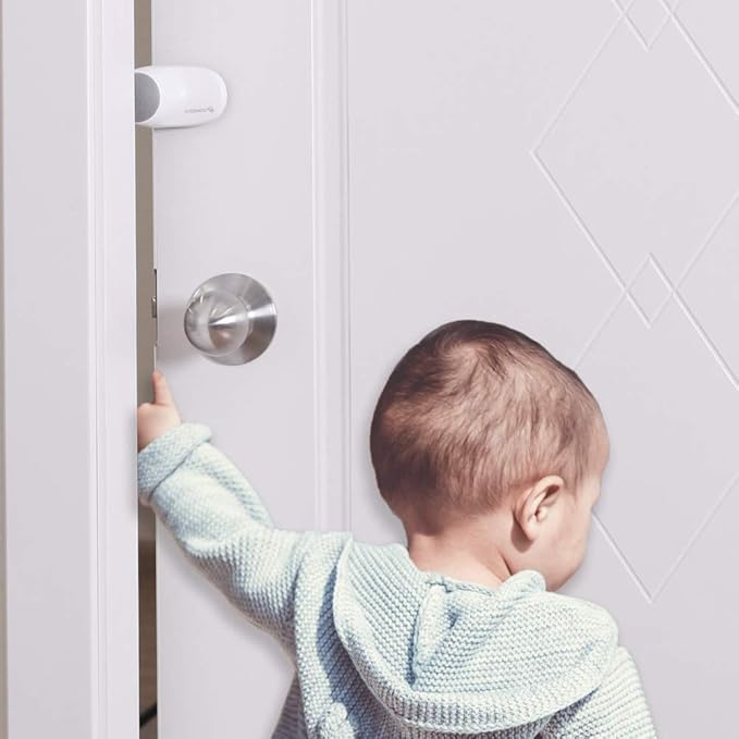 EUDEMON (2 Pack,White）Adjustable Door Guard Door Stop, Finger Pinch Guard,Revolving Door Stopper for Child Proofing, Pet Door Stopper,Easy to Install and Use Adhesive, no Tools Need