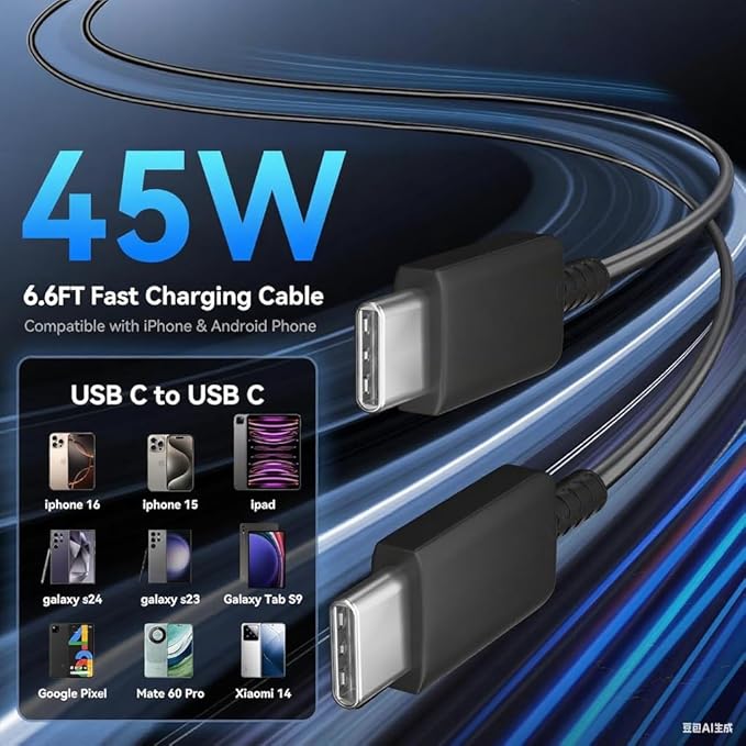 45W Super Fast USB C Phone Charger for Samsung,2Pack Dual Port Type C Fast Charger Block with Extra Long 6.6 FT USB C Fast Charging Cable Cord for Samsung Galaxy S26/S26+/S25/S25 Ultra/S24/S23/S22