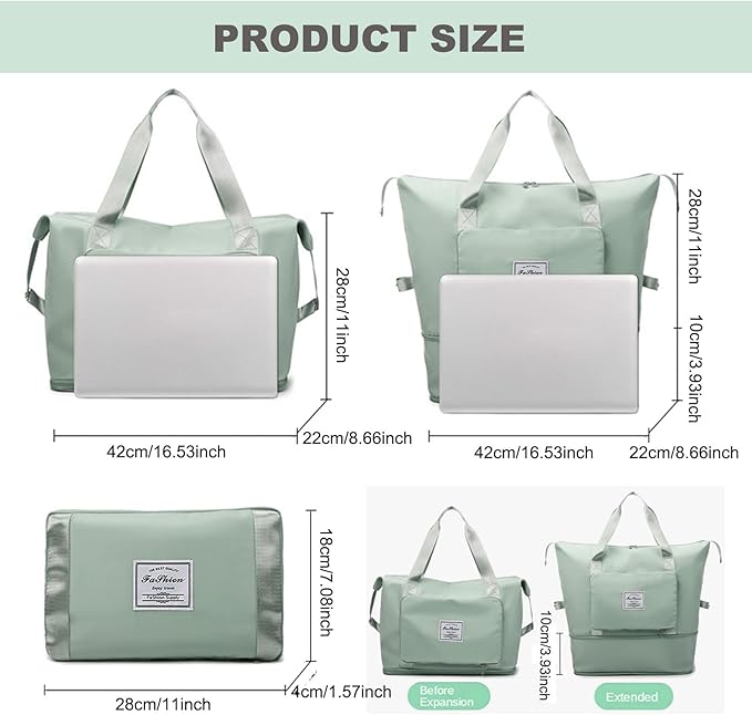 Large Capacity Travel Bag, Foldable Travel Bag, Expandable Travel Duffel Bag, Collapsible Waterproof Large Capacity Travel Handbag, Overnight Bag for Women and Man