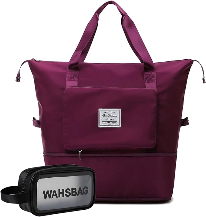 Large Capacity Travel Bag, Foldable Travel Bag, Expandable Travel Duffel Bag, Collapsible Waterproof Large Capacity Travel Handbag, Overnight Bag for Women and Man
