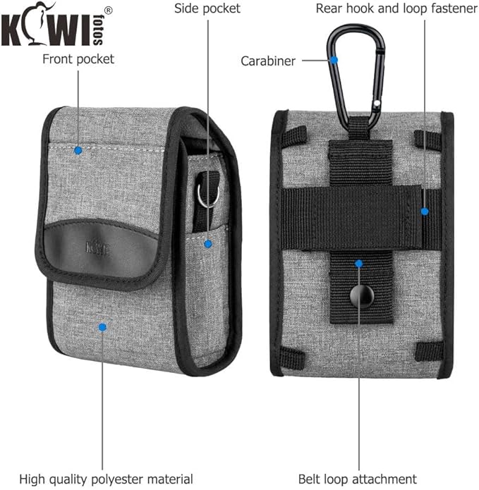 KIWIFOTOS Compact Camera Case Travel Belt Pouch, Digital Camera Small Bag for Lumix DC-ZS99 Ricoh GRIV GR III Sony RX100 VI ZV-1 II ZV-1 ZV-1F Canon ZS720 G7XIII GR IIIx Olympus TG-6 TG-5