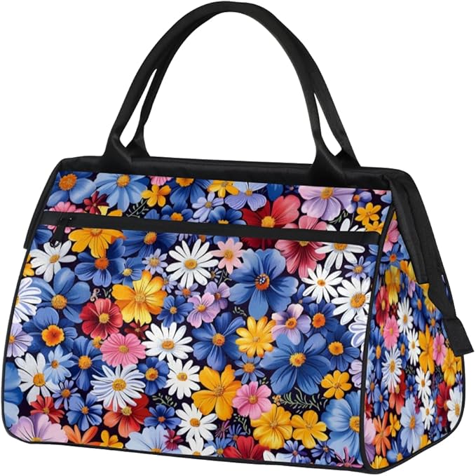Boho Colorful Floral Overnight Weekender Bag for Women Men Travel Duffel Bags Waterproof Luggage Carry on Sports Yoga Gym Bag