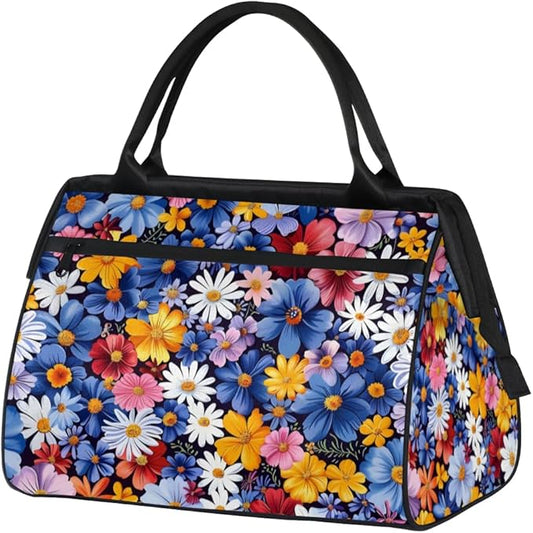 Boho Colorful Floral Overnight Weekender Bag for Women Men Travel Duffel Bags Waterproof Luggage Carry on Sports Yoga Gym Bag