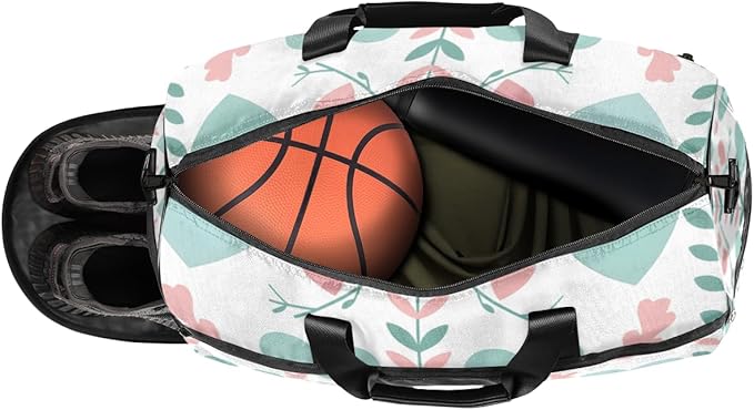 Gym Bag with Shoes Compartment, Duffle Bag for Travel, Sports, Fitness,Workout,Heart-shaped Pattern Printed