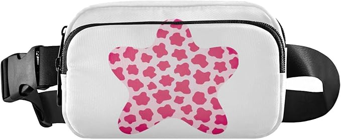 Pink Leopard Star Fanny Pack for Women Men Water Resistant Fashion Waist Packs with Adjustable Strap Belt Bag for Travel Workout Jogging Hiking 21218088