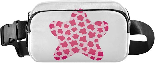 Pink Leopard Star Fanny Pack for Women Men Water Resistant Fashion Waist Packs with Adjustable Strap Belt Bag for Travel Workout Jogging Hiking 21218088