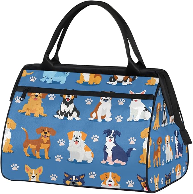 Multipurpose Duffle Bag, Waterproof Carry On Bag with Spacious Design, Puppy Dogs Pattern Gym Bags, 15.2x8.3x11.6in