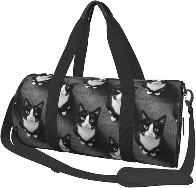 Gym Bag for Women Small Duffle Bag with Multifunctional Pockets Workout Sport Bags for Dance, Fitness, Yoga, Black Cat