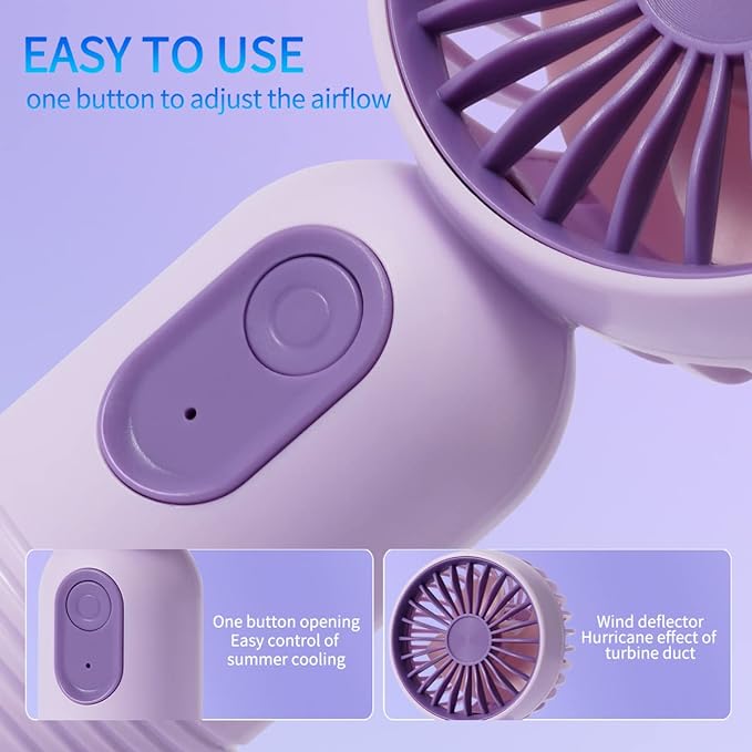 Mini Portable Fan 6 Pack, Cute Handheld Battery Operated Lightweight Small Personal Fans with 3 Speeds and USB Rechargeable Eyelash Fan for Stylish Girl Kids Women Men Office Outdoor Travel Camping