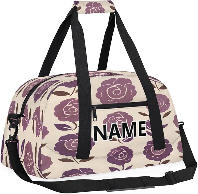 Retro Flower Mini Gym Bag 18 inch for Women Men Waterproof Custom Rose Floral Travel Duffel Bag Carry On Overnight Tote Nurse Bag for Work Fitness Hiking