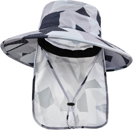 Sun Hats for Men Women Fishing Hat UPF 50+ Breathable Wide Brim Bucket Hats Summer UV Protection Safari Hat with Neck Flap