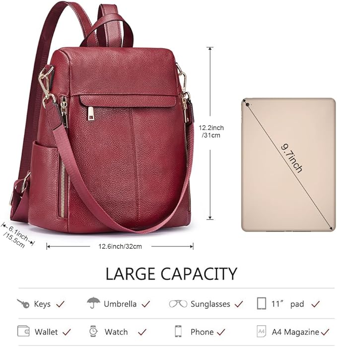 Kattee Women's Anti-Theft Backpack Purse Genuine Leather Shoulder Bag Fashion Ladies Satchel Bags