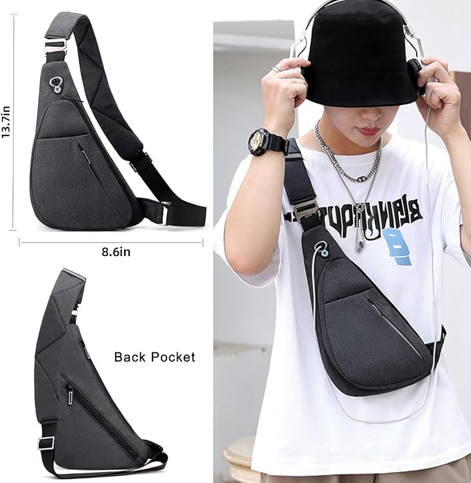 Sling Bag Small Waterproof Shoulder Backpack For Travel Hiking Anti-Thief Crossbody Chest Daypack Personal Pocket Bag